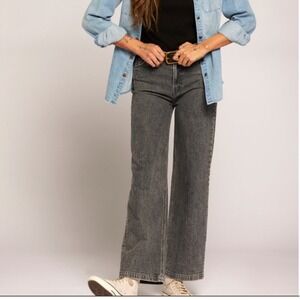 Current Elliott Women Sz 30 The Navigator Wide Leg Jeans Mercury Wash Grey